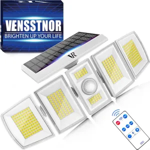 Solar Lights Outdoor Motion Sensor - 400% Brighter 7000K 3000LM 5 Levels Brightness 3 Lighting Modes 2400mAh 360° Wide Angle Illumination IP65 Waterproof Solar Flood Lights