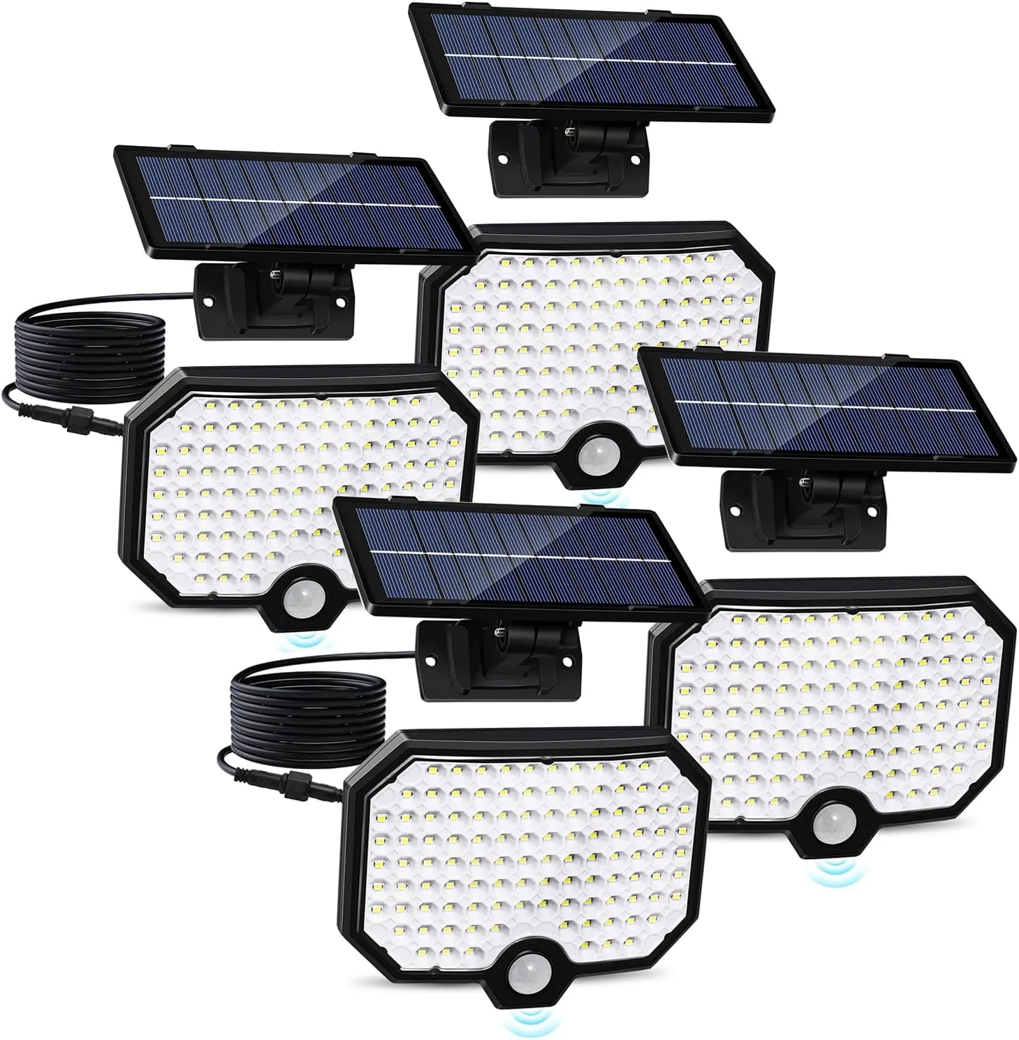 Solar Lights Outdoor Waterproof Motion Sensor Outdoor Flood Lights with 16.5ft Cable,120°Wide Angle Dusk to Dawn Solar Security Split Lights for Yard Garage Porch Shed Barn,LED 6500K,4 Pack