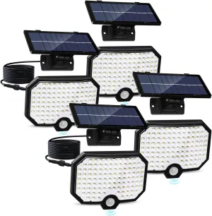 Solar Lights Outdoor Waterproof Motion Sensor Outdoor Flood Lights with 16.5ft Cable,120°Wide Angle Dusk to Dawn Solar Security Split Lights for Yard Garage Porch Shed Barn,LED 6500K,4 Pack