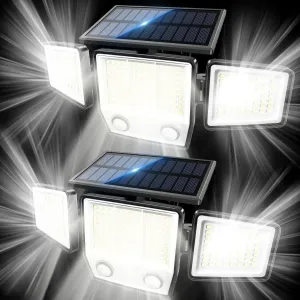 Solar Motion Sensor Outdoor Lights Waterproof - 3000LM 3 Modes Security Lights Outdoor 270° Illumination IP65 LED Solar Flood Wall Light for Garden Yard Patio Pathway (2 Pack)