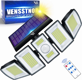 Solar Lights Outdoor Motion Sensor - 400% Brighter 7000K 3000LM 5 Levels Brightness 3 Lighting Modes 2400mAh 360° Wide Angle Illumination IP65 Waterproof Security Flood Light