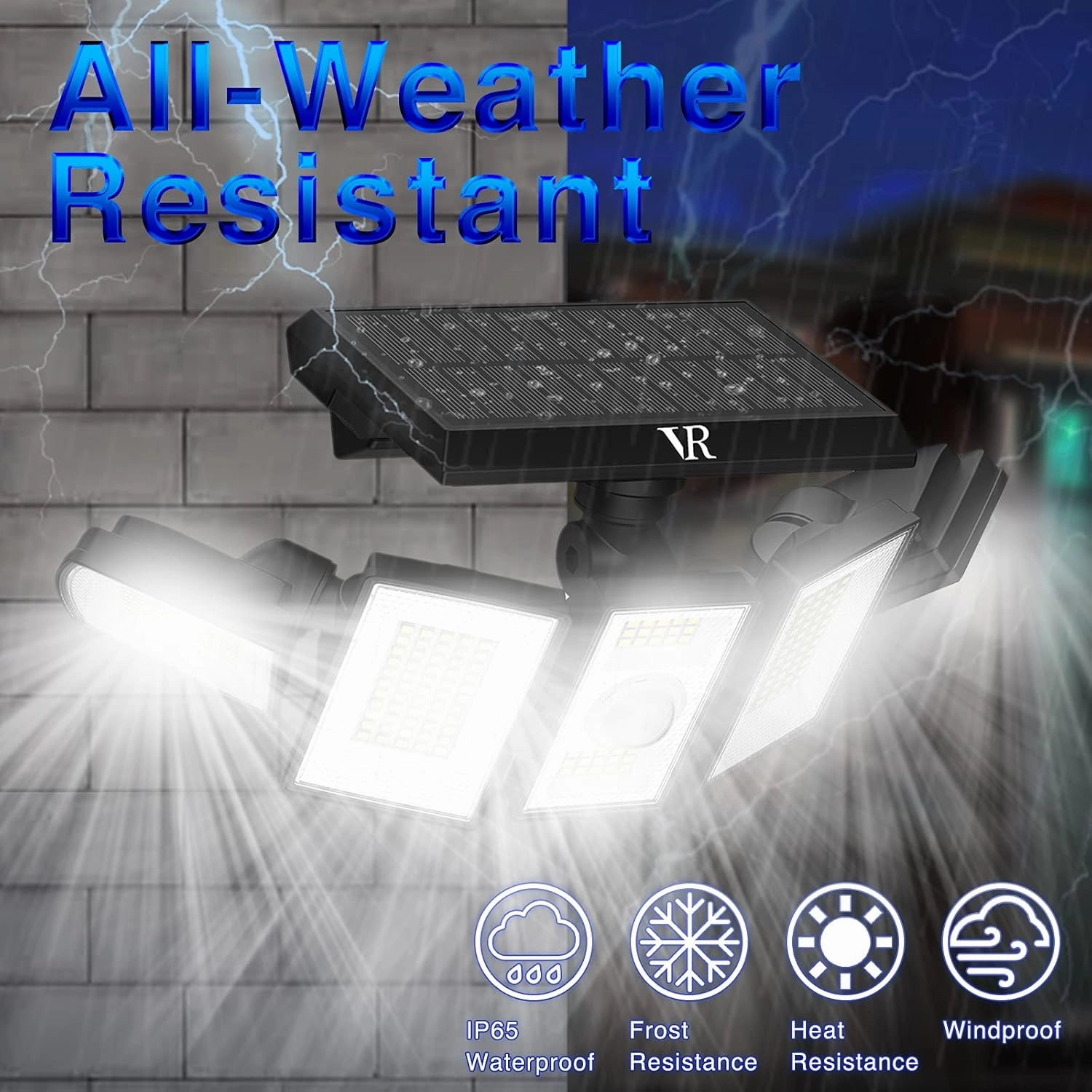 Solar Lights Outdoor Motion Sensor - 400% Brighter 7000K 3000LM 5 Levels Brightness 3 Lighting Modes 2400mAh 360° Wide Angle Illumination IP65 Waterproof Security Flood Light