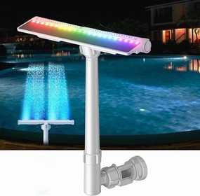 Solar Pool Fountain for Above and In-ground Pools, with 10-Color Lights and Auto Light Sensing Pool Sprinkler Fountain 360° Adjustable Dual Spray High Pressure Pool Waterfall