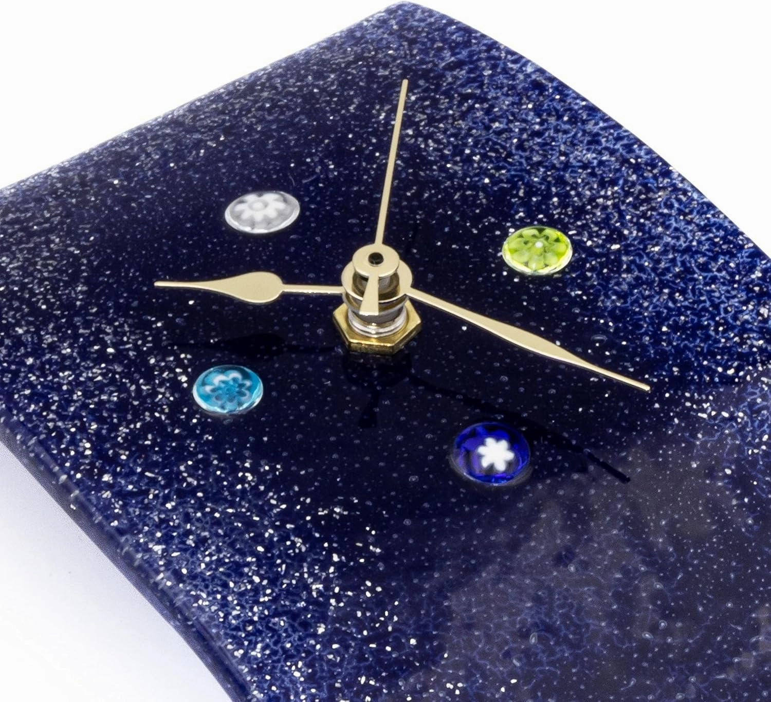 Sospiri Venezia Wall Clock Murano Glass Silent Mechanism Decorated with Murrines and Gold Leaf Gift Handmade Made in Italy (10x30)