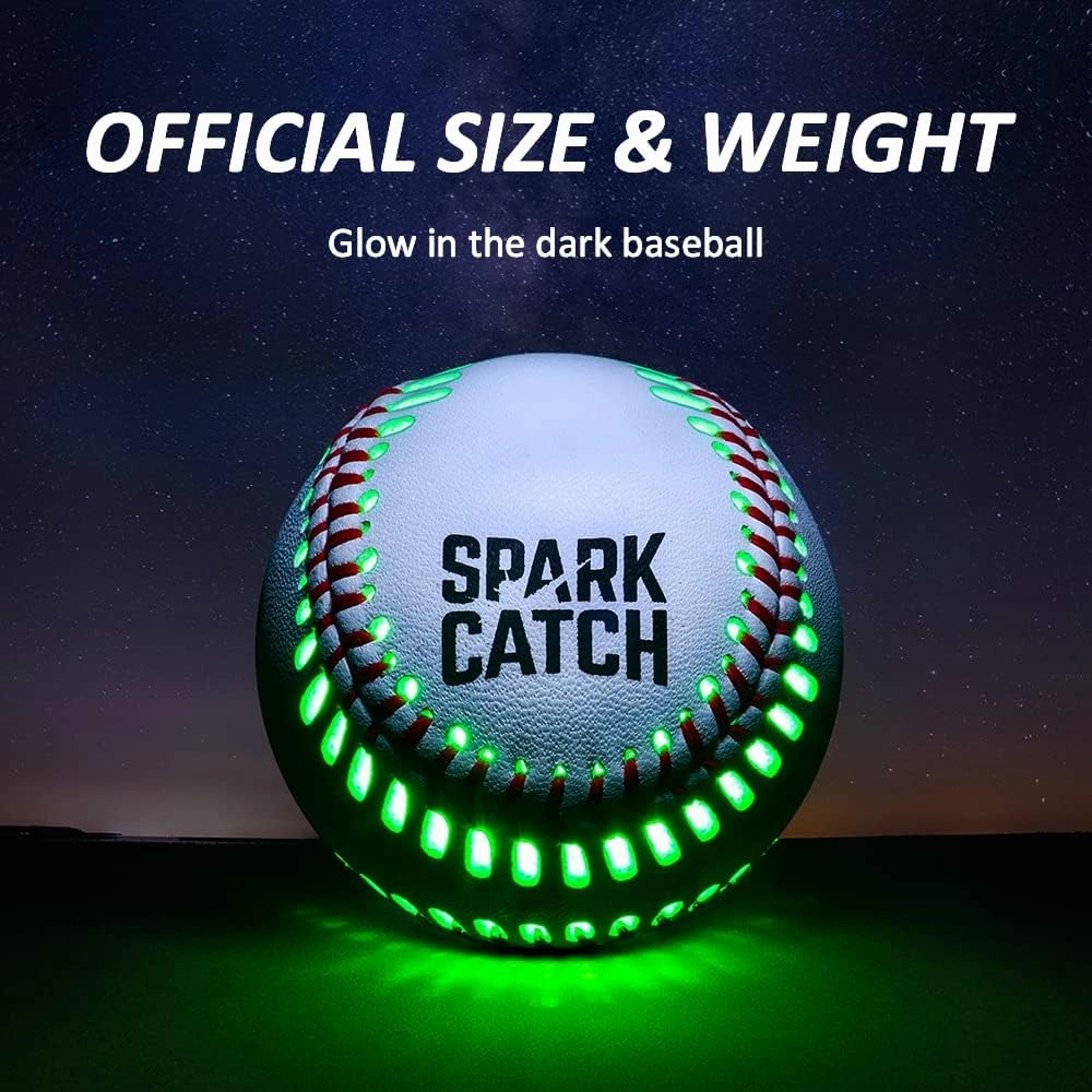 SPARK CATCH Light Up Baseball, Glow in The Dark Baseball, Sports Gear Accessories Gifts for Boys 8 9 10 11 12 13 14 15 Years Old, Kids Teens All Ages Gift Ideas