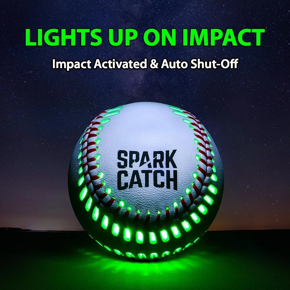 SPARK CATCH Light Up Baseball, Glow in The Dark Baseball, Sports Gear Accessories Gifts for Boys 8 9 10 11 12 13 14 15 Years Old, Kids Teens All Ages Gift Ideas