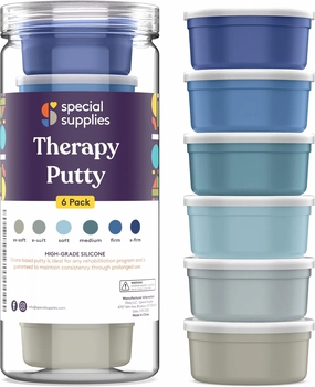 Special Supplies Therapy Putty for Kids and Adults - Resistive Hand Exercise Stress Relief Therapy Putty Kit, Set of 6 Strengths, 3 Ounces of Each Putty - Ocean Colors, Blue