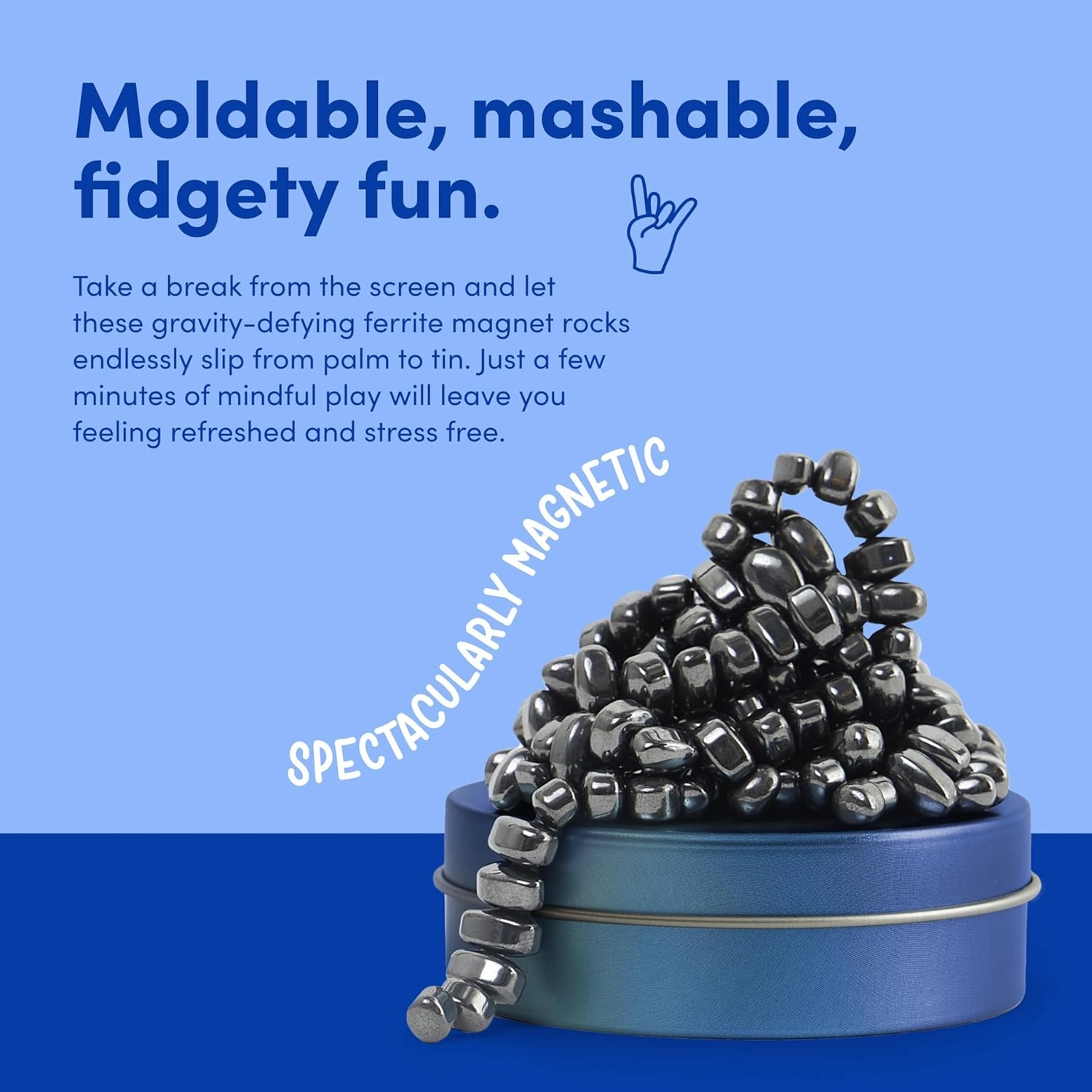 Speks Original Crags Ferrite Putty | 500  Ferrite Stones in a Tin, Fidget Toy for Stress Relief, Sensory Desk Toy for Adults & Teens 14  | Serenity, Small