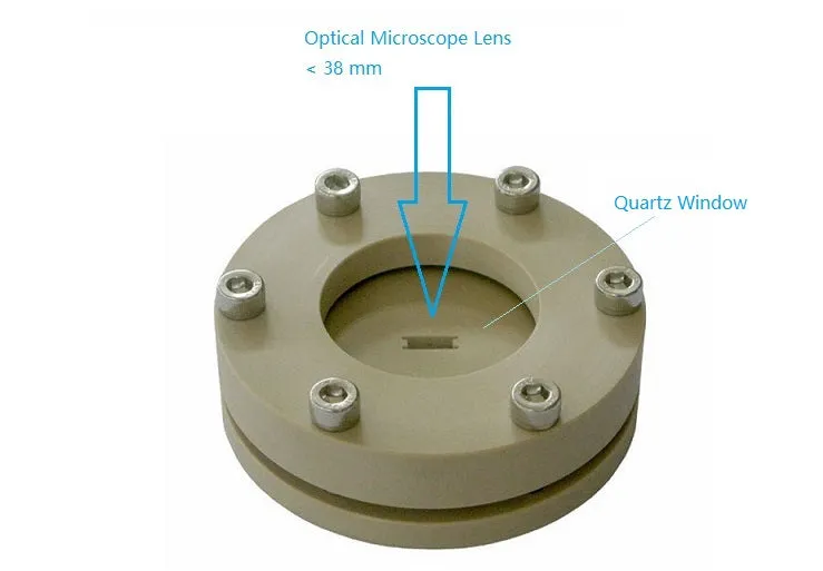 Split Cell w/ Quartz Window for In-Situ Optical Microscope Analysis of Battery Electrode Interface - STC-PQW