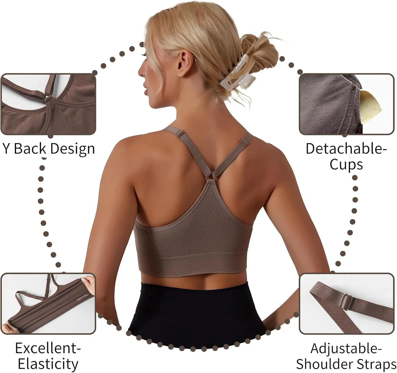 Sports Bras for Women 3 Pack, Adjustable Straps Yoga Workout Bra Comfortable Medium Supportive