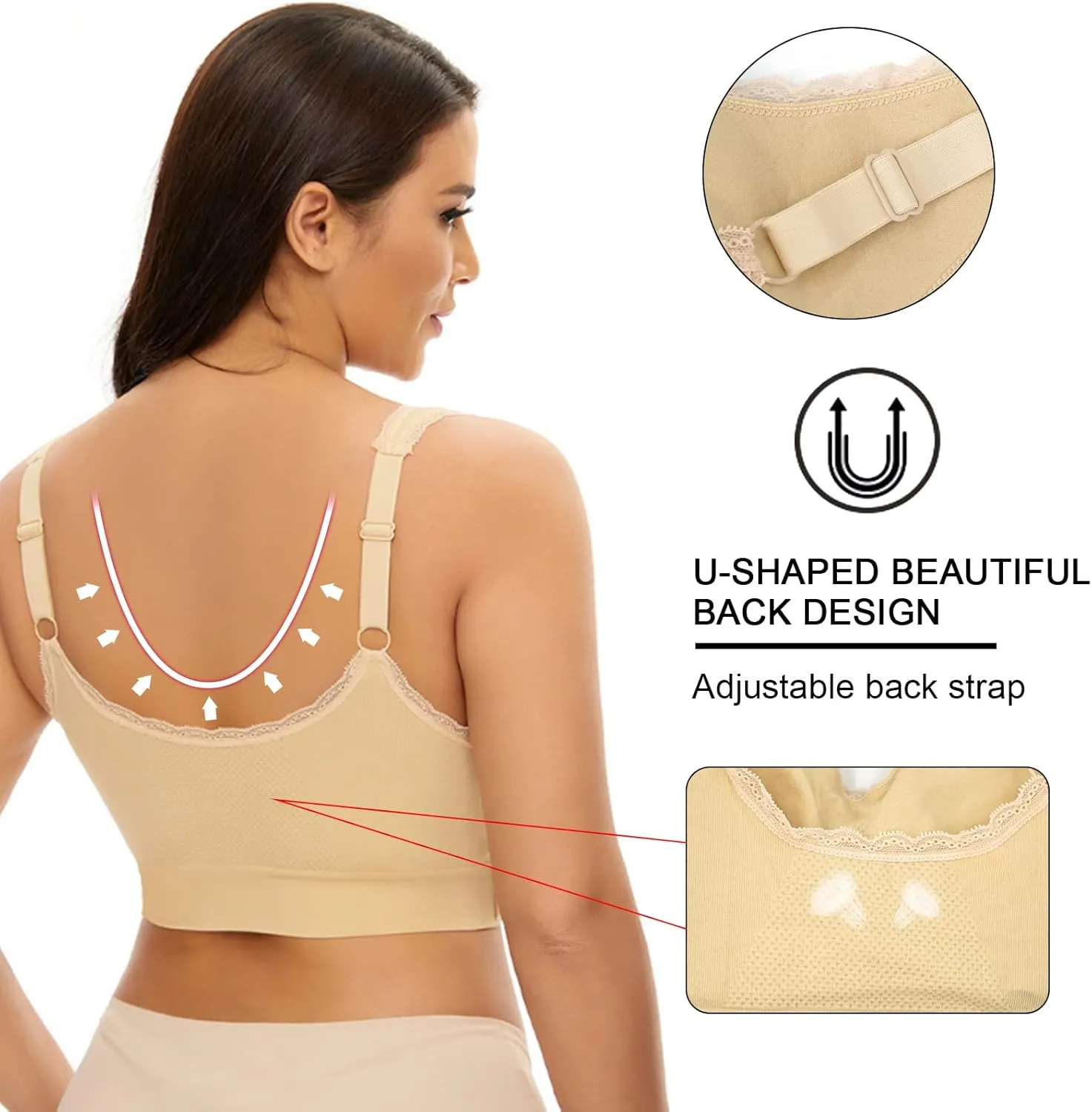 Sports Bras for Women Front Cross Front Side Buckle Bra Wireless Bra Pads Seamless Comfort Bra Yoga Bra 1/2/3 Pack