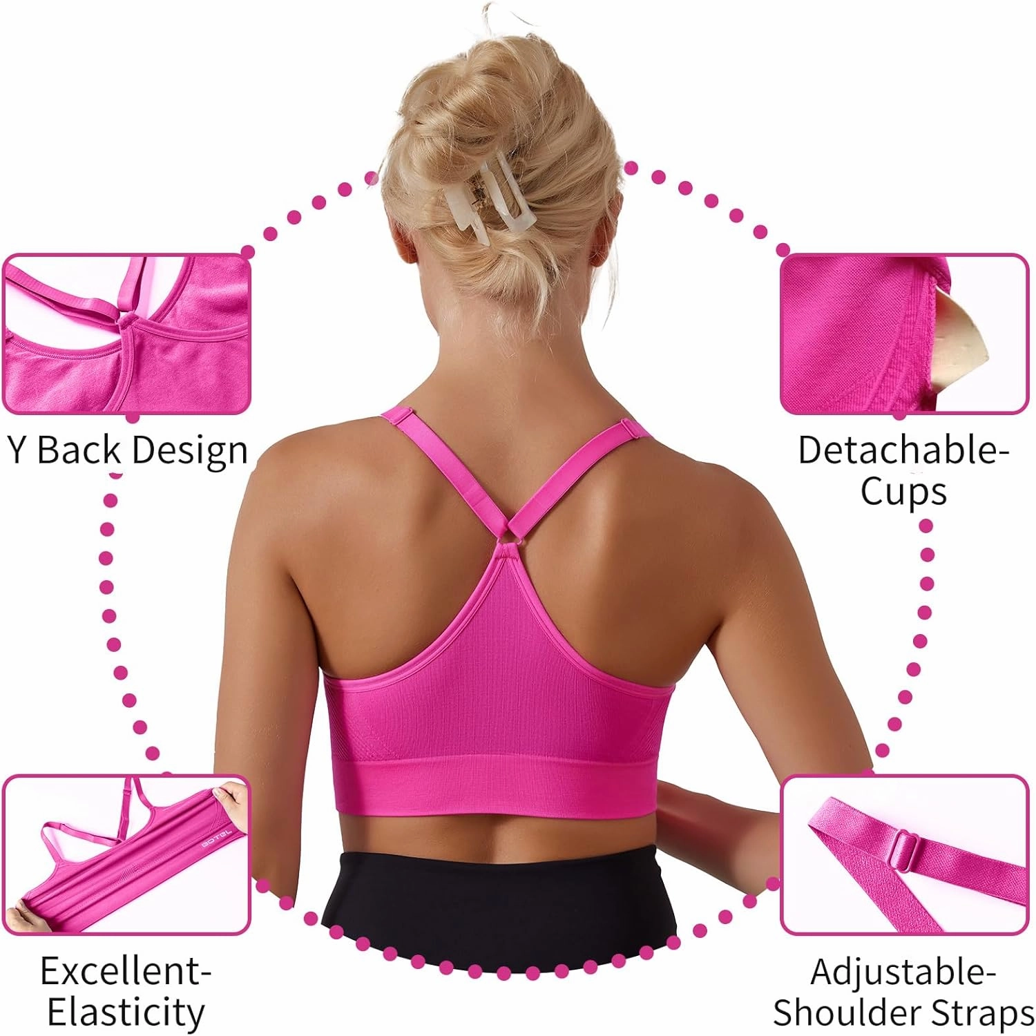 Sports Bras for Women 3 Pack, Adjustable Straps Yoga Workout Bra Comfortable Medium Supportive