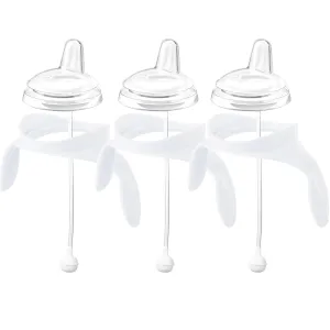 Spout Sippy Cup Conversion Kit for Philips Avent Anti-Colic Baby Bottles, Soft Straw Top and Weighted Straw Transition Kit with Handles, Pack of 3