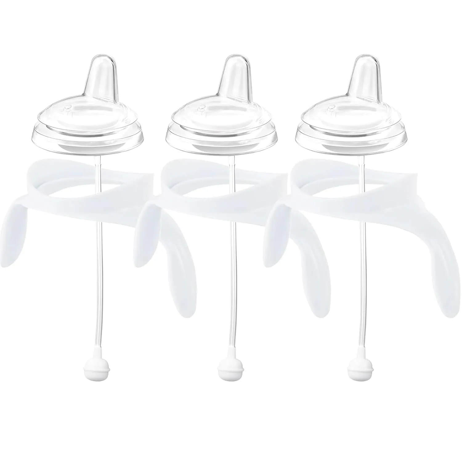Spout Sippy Cup Conversion Kit for Philips Avent Anti-Colic Baby Bottles, Soft Straw Top and Weighted Straw Transition Kit with Handles, Pack of 3