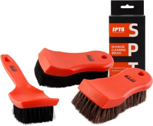 SPTA 3Pcs Car Detailing Brush Kit, Leather & Textile Interior Brush, Comfortable Grip and Scratch-Free Cleaning for Dashboard, Wheels, Seats, Foot Mats and Small Areas