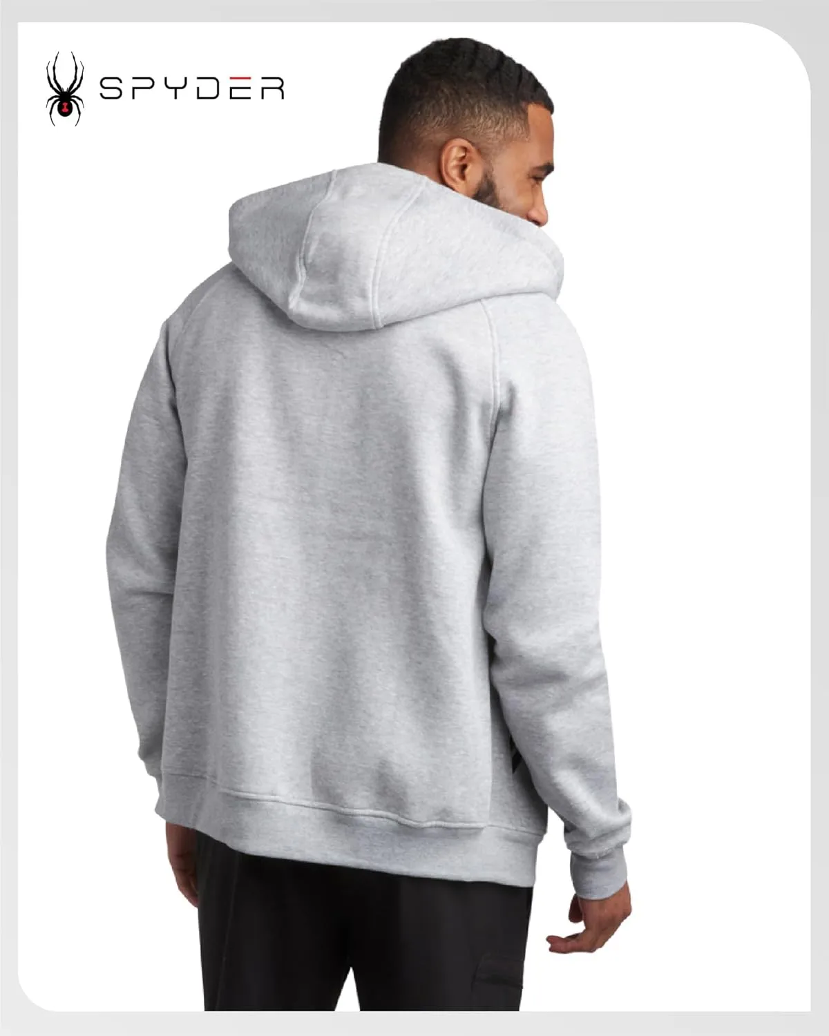 Spyder Mens Zip Up Hoodie - UPF30  Super Soft Fleece Sweatshirt, Warm Athletic Hoodies for Men with Secure Zip Pockets (S-XL)