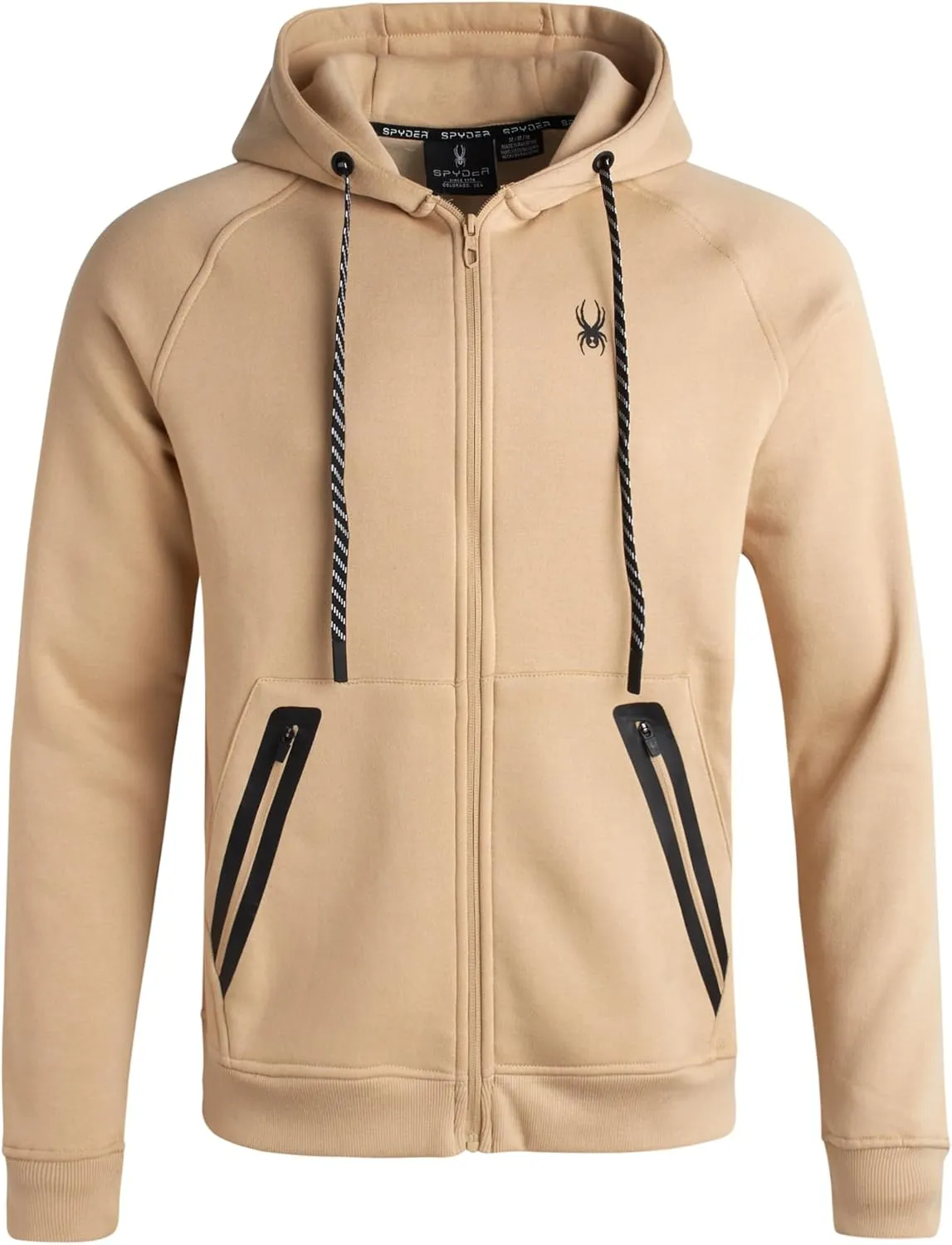Spyder Mens Zip Up Hoodie - UPF30  Super Soft Fleece Sweatshirt, Warm Athletic Hoodies for Men with Secure Zip Pockets (S-XL)