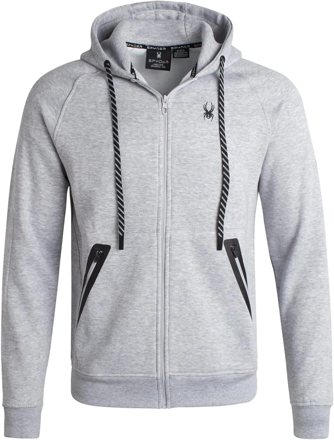 Spyder Mens Zip Up Hoodie - UPF30  Super Soft Fleece Sweatshirt, Warm Athletic Hoodies for Men with Secure Zip Pockets (S-XL)