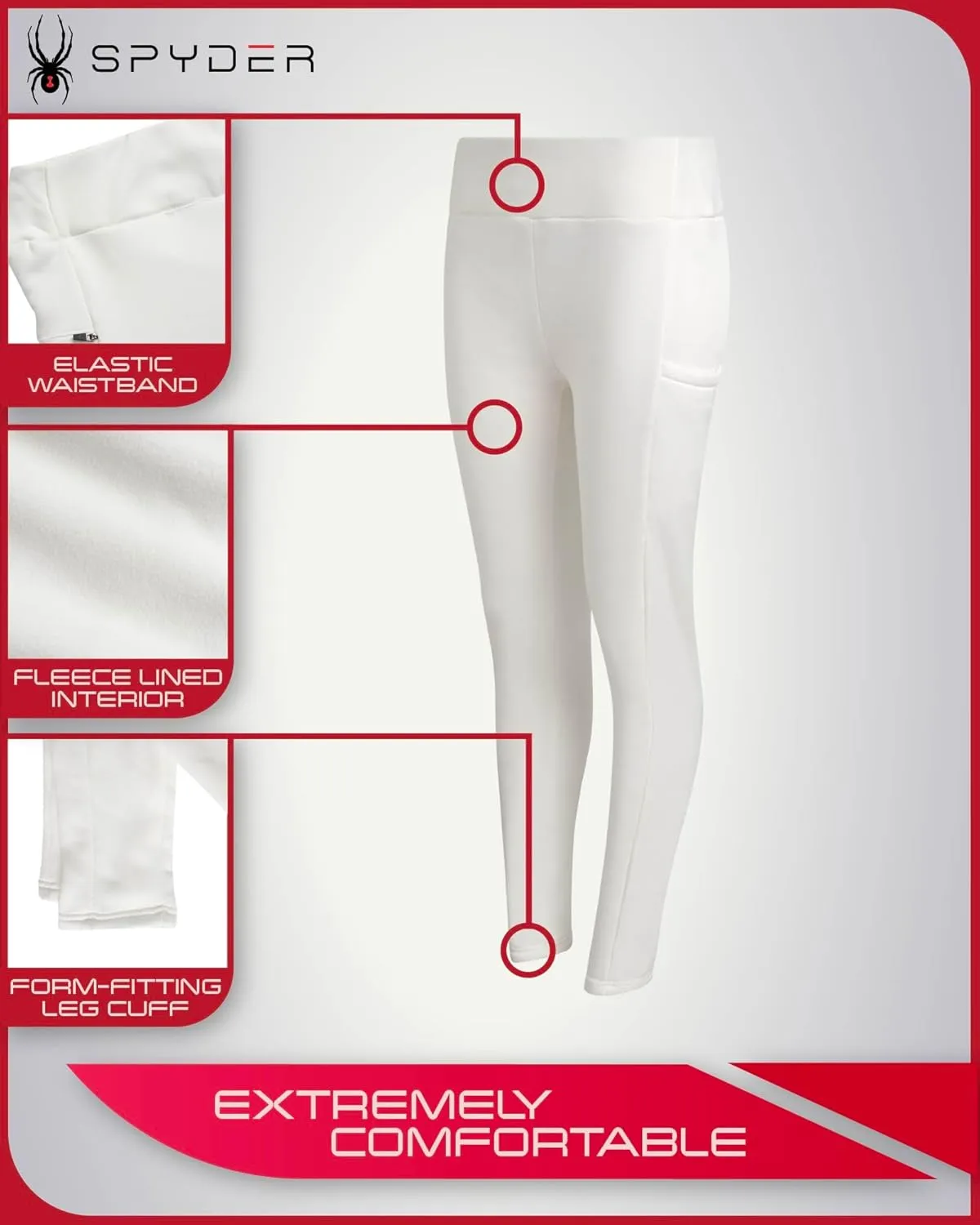 Spyder Women’s Active Leggings - Soft Fleece Bonded Tights with Zip Stash Pocket High-Waisted Leggings for Women (Sizes:S-XL)