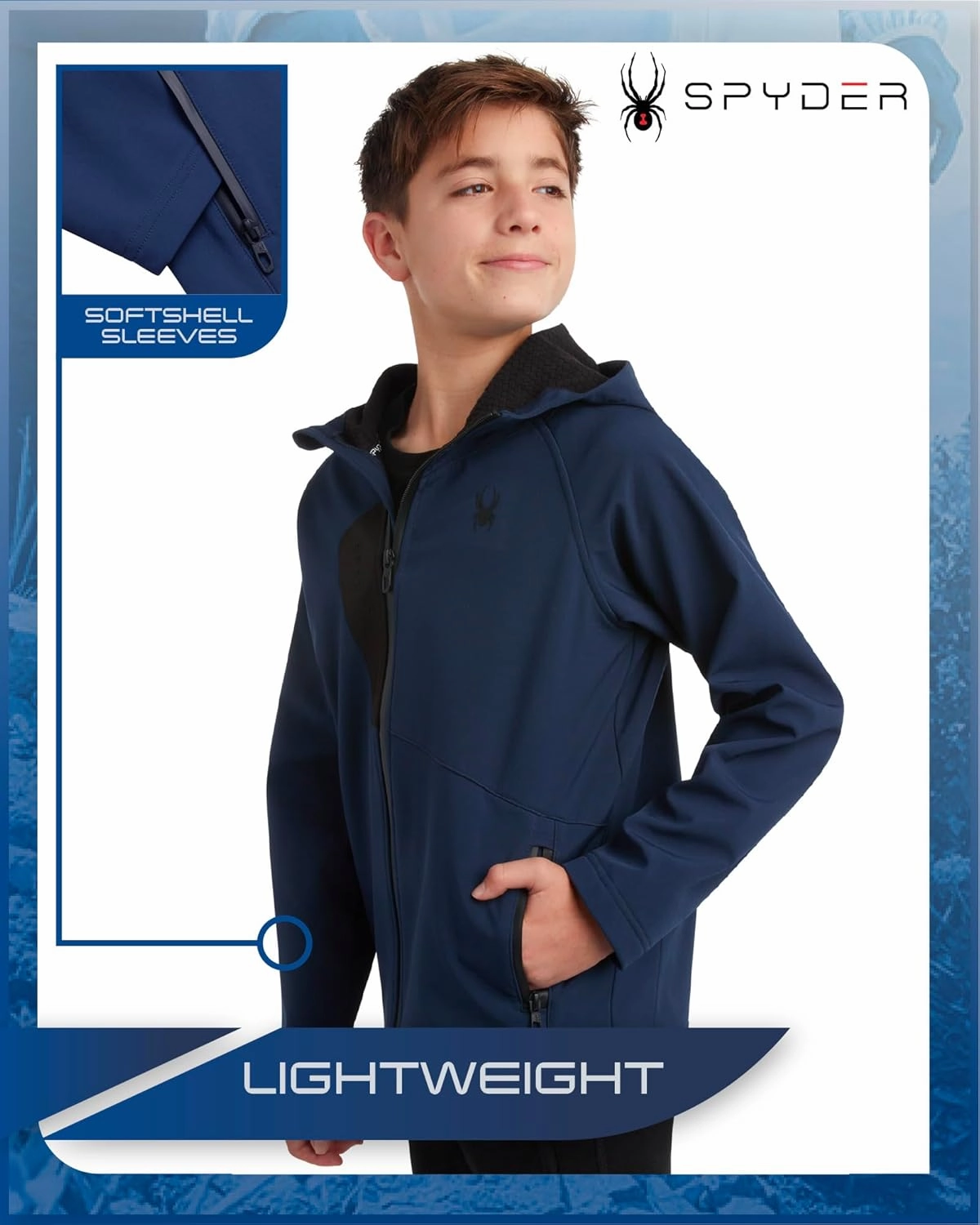 Spyder Boys' Soft Shell Jacket - Lightweight Fleece Lined Water and Wind Resistant Windbreaker Jacket for Boys (Sizes: 8-20)
