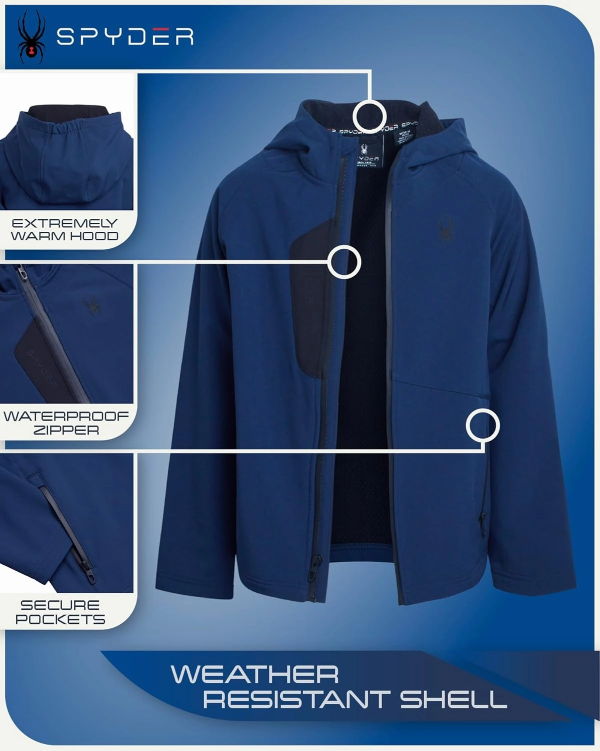Spyder Boys' Soft Shell Jacket - Lightweight Fleece Lined Water and Wind Resistant Windbreaker Jacket for Boys (Sizes: 8-20)