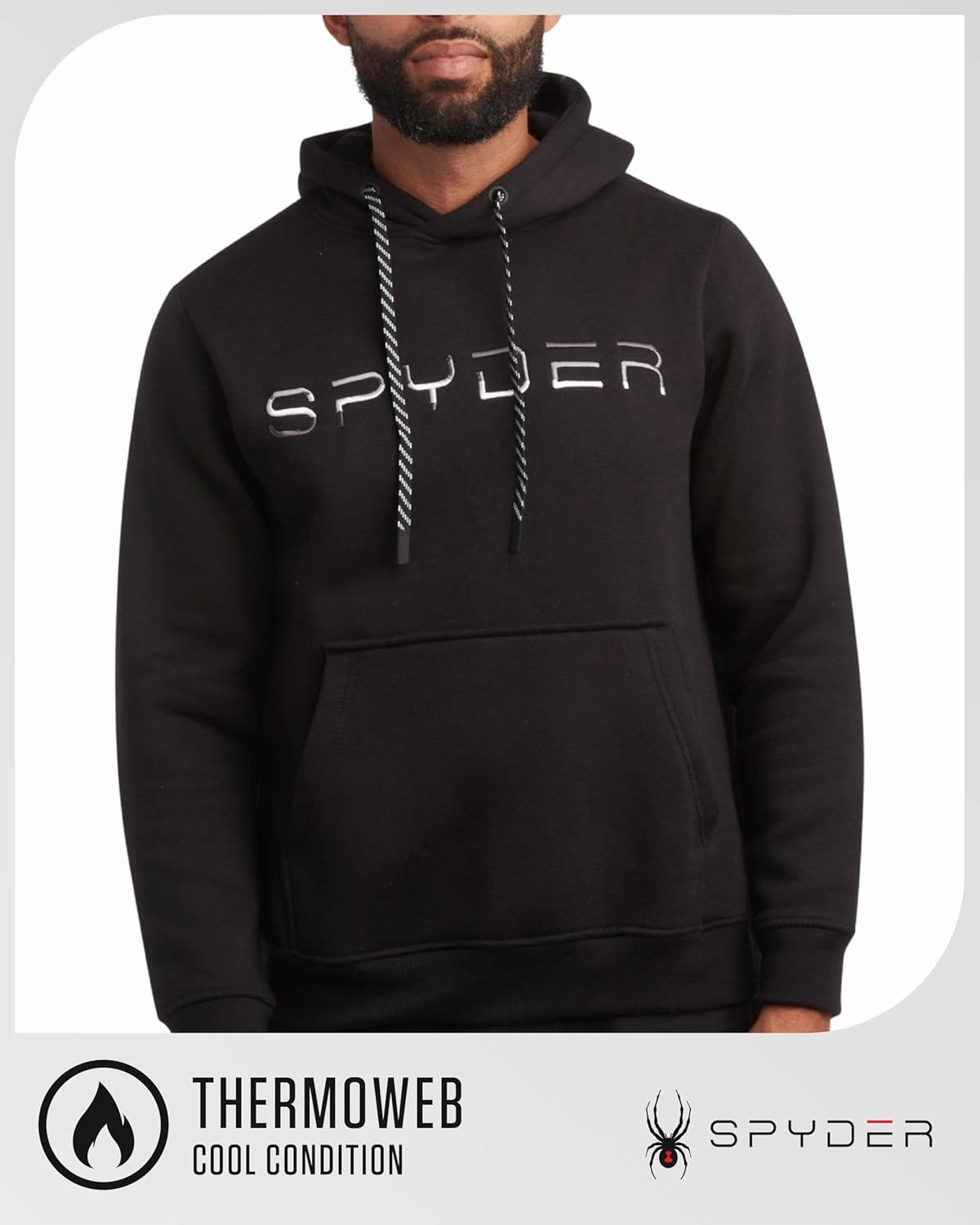 Spyder Men's Active Hoodie Sweatshirt - Athletic Performance Fleece Workout Long Sleeve Pullover Hoodie for Men (Size: S-XXL)