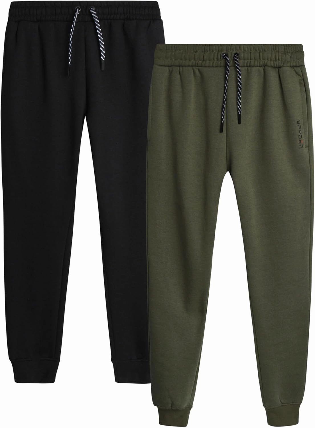 Spyder Men's Active Jogger Sweatpants - 2 Pack Athletic Fleece Workout Gym Joggers with Pockets and Drawcord (Sizes: S-XXL)