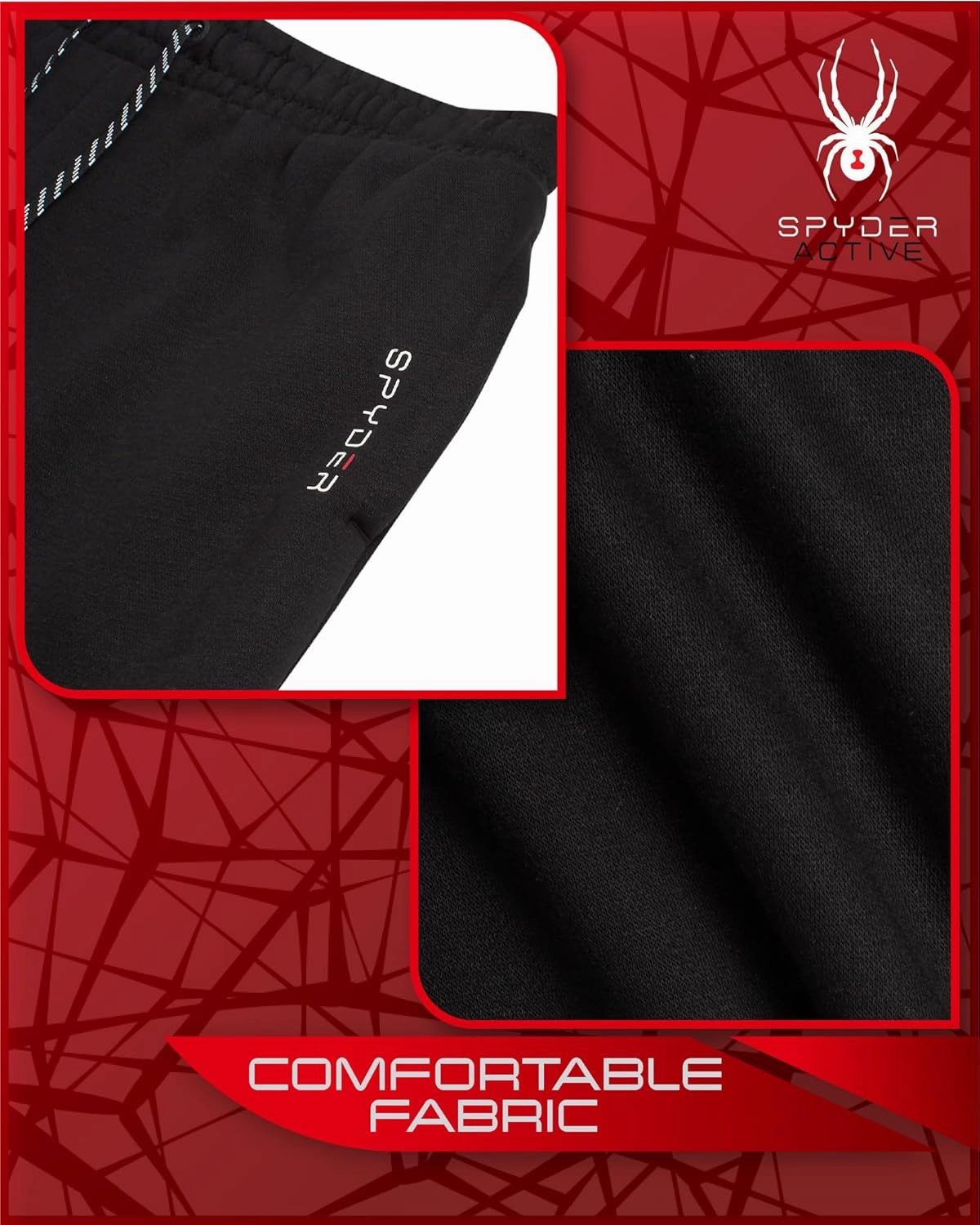 Spyder Men's Active Jogger Sweatpants - 2 Pack Athletic Fleece Workout Gym Joggers with Pockets and Drawcord (Sizes: S-XXL)
