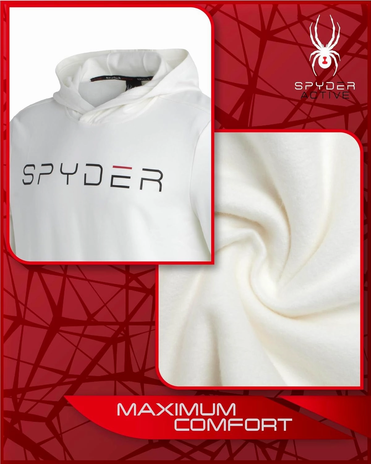 Spyder Men's Hoodie - Active Performance Tri-Blend Fleece Basic Pullover Sweatshirt - Soft Graphic Hoodies for Men (S-XL)