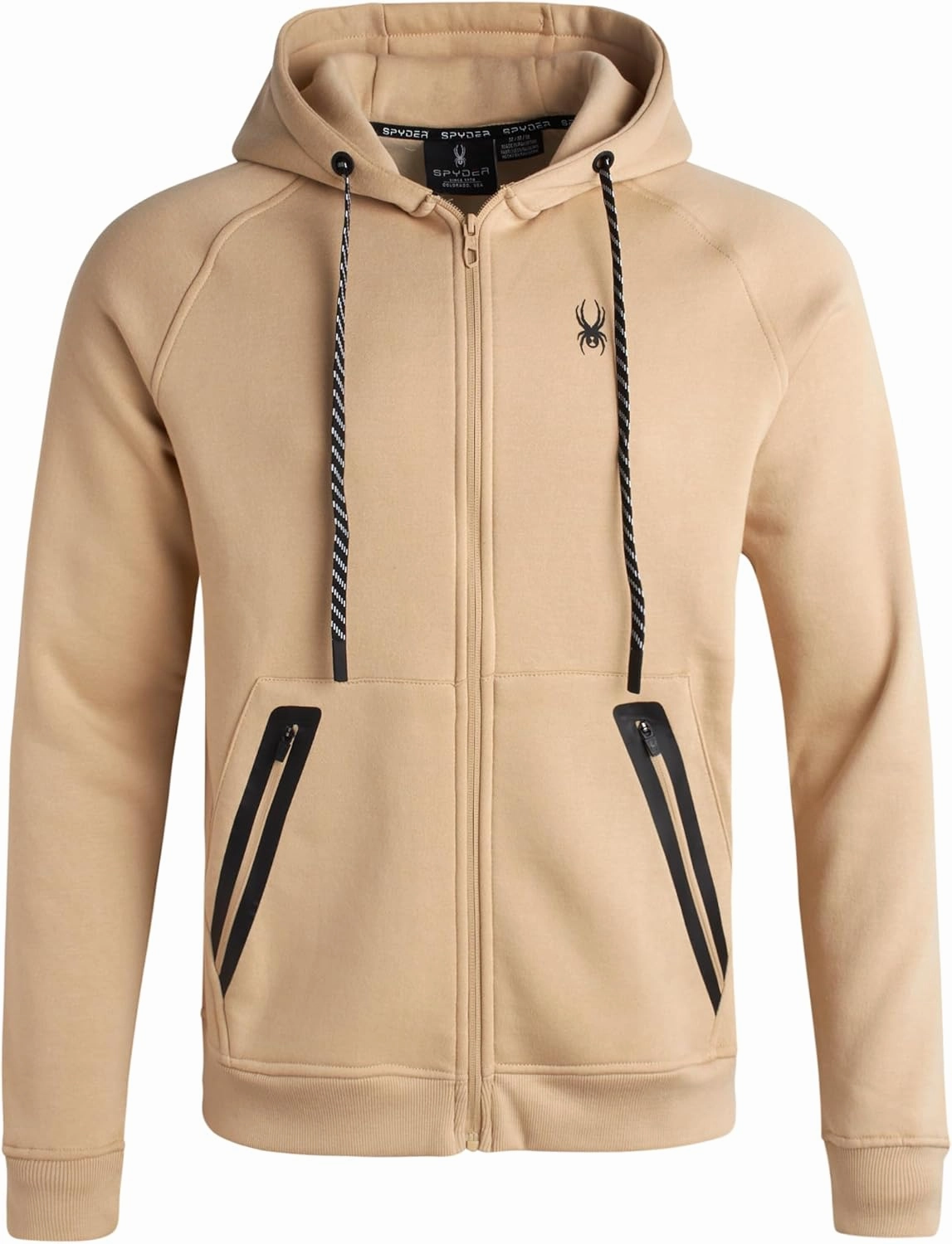 Spyder Mens Zip Up Hoodie - UPF30  Super Soft Fleece Sweatshirt, Warm Athletic Hoodies for Men with Secure Zip Pockets (S-XL)
