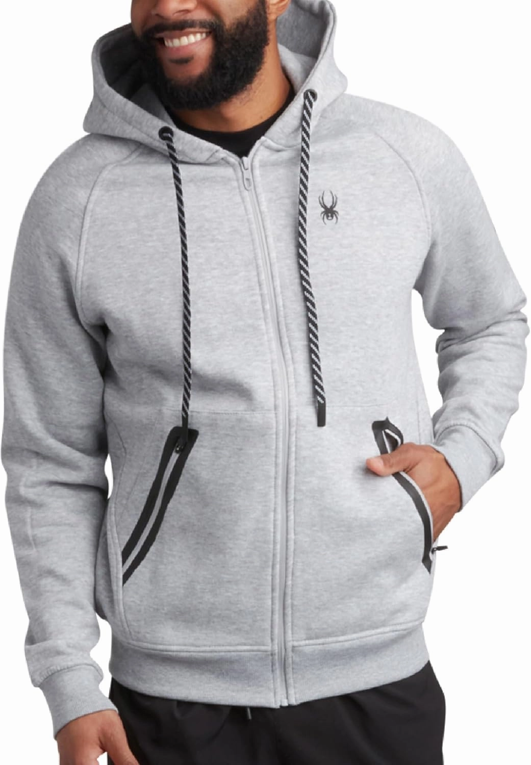 Spyder Mens Zip Up Hoodie - UPF30  Super Soft Fleece Sweatshirt, Warm Athletic Hoodies for Men with Secure Zip Pockets (S-XL)