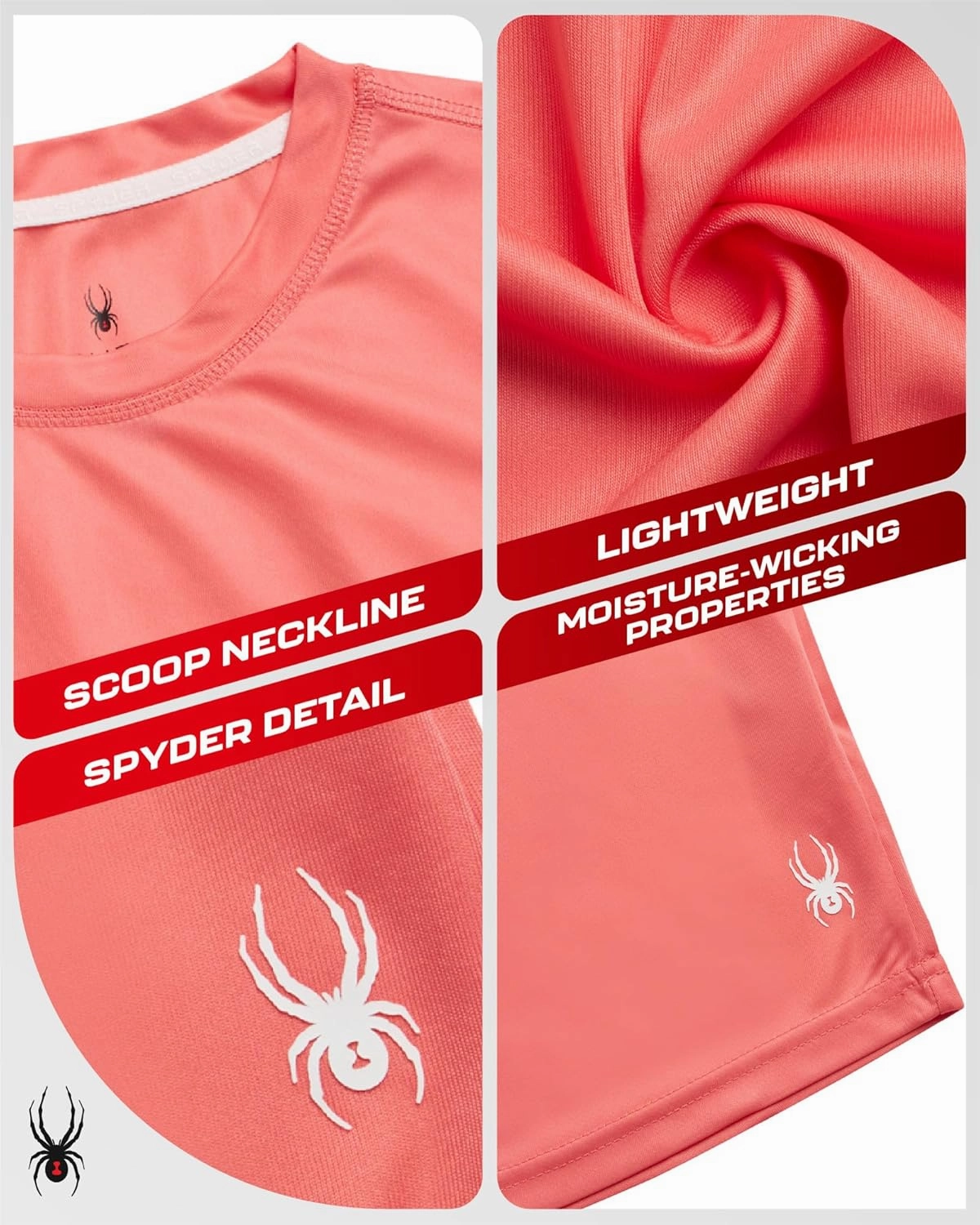 Spyder Women's Short Sleeve Active T-Shirt - UPF 50  Lightweight Performance Jersey Tee with Scoop Neckline (Sizes: S-XL)