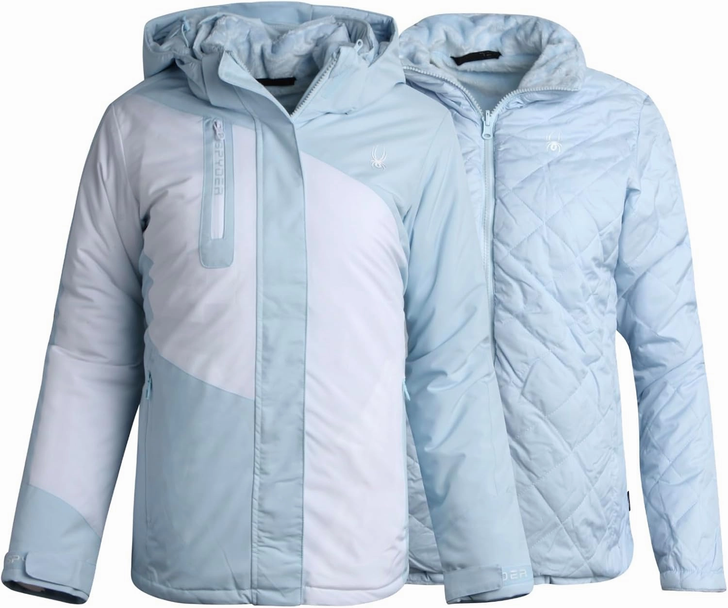Spyder Women's Snow Ski Jacket - 3 Looks in 1 Insulated Puffer to Sherpa Fur Reversible Inner Winter Jackets for Women (S-XL)