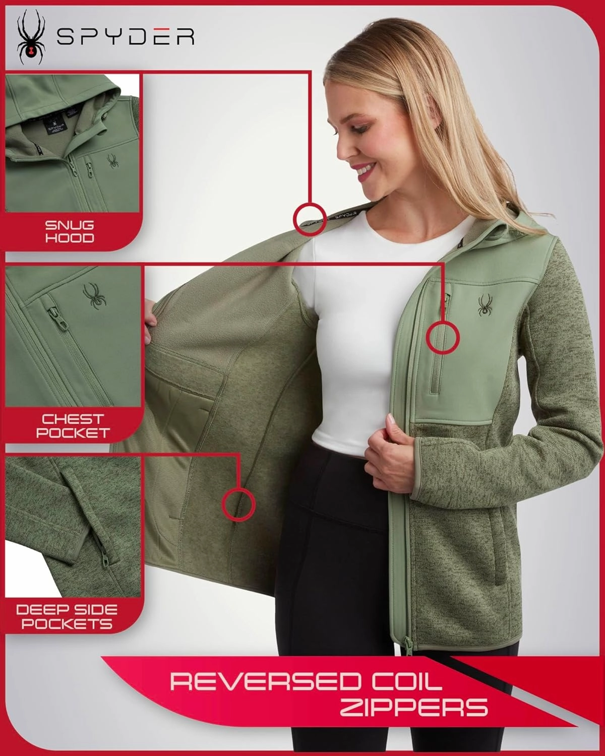 Spyder Women's Softshell Jacket - Bonded Micro-Fleece Lightweight Jacket Women - Full Zip Up Hooded Jackets for Women (S-XL)