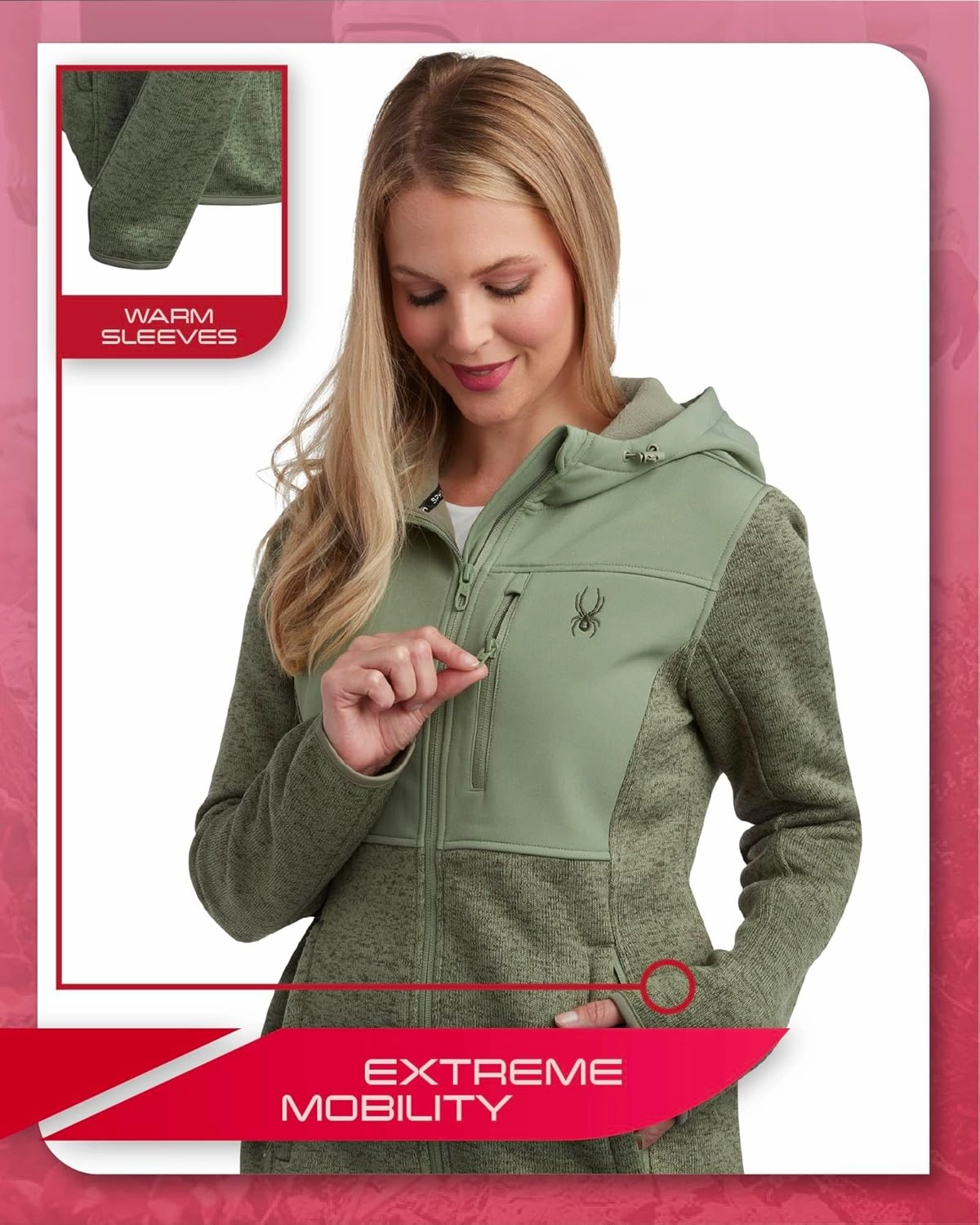 Spyder Women's Softshell Jacket - Bonded Micro-Fleece Lightweight Jacket Women - Full Zip Up Hooded Jackets for Women (S-XL)