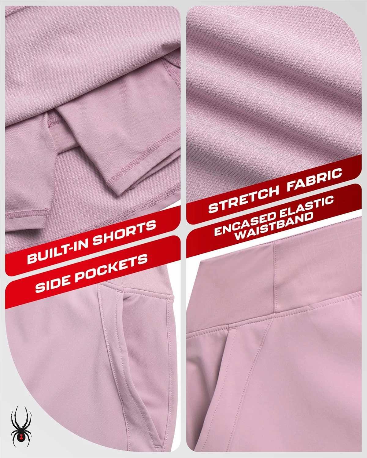 Spyder Womens Athletic Skort - Stretchy Skirt with Shorts Underneath - Womens Tennis Skirt for Sports Running Workout (S-XL)