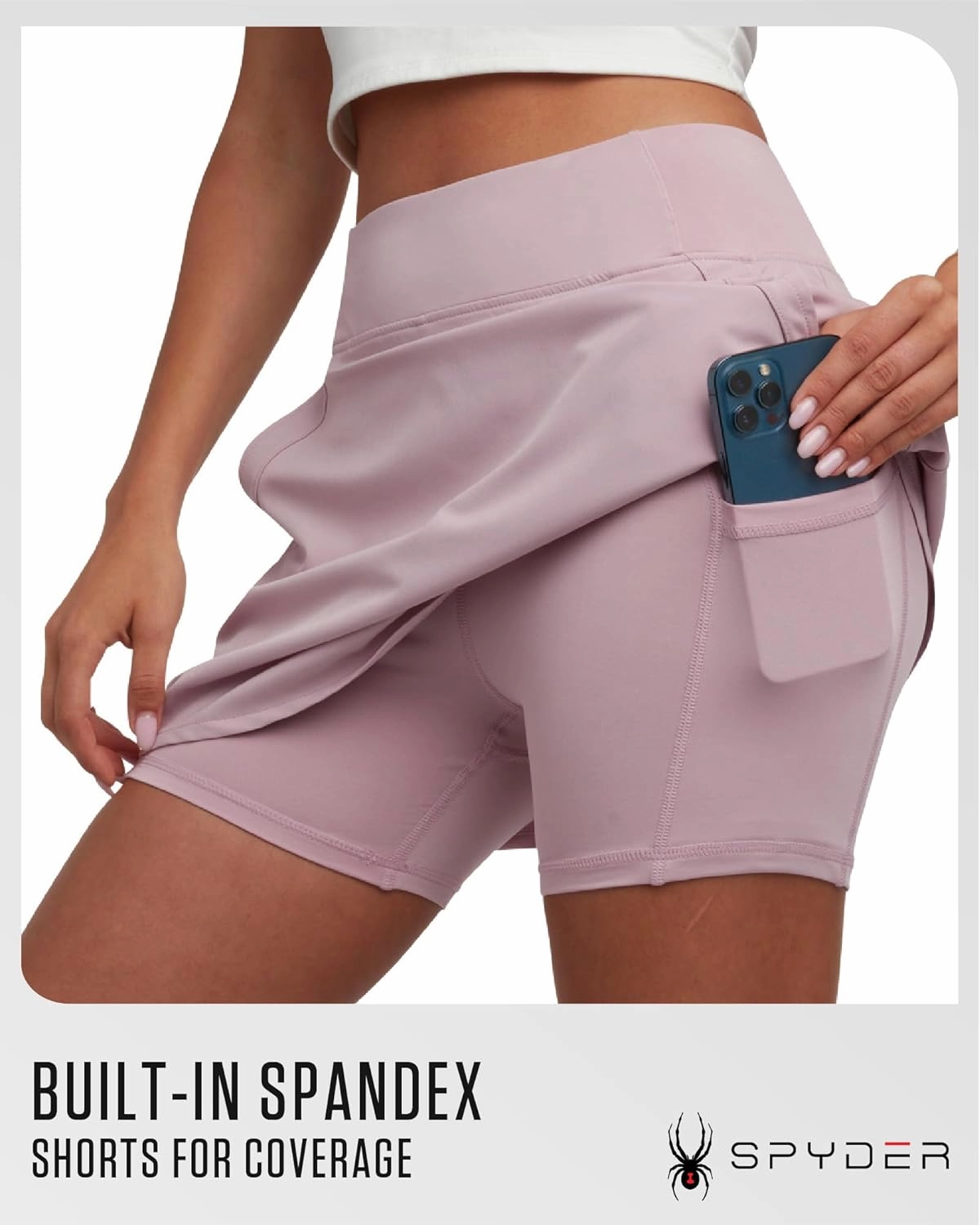 Spyder Womens Athletic Skort - Stretchy Skirt with Shorts Underneath - Womens Tennis Skirt for Sports Running Workout (S-XL)
