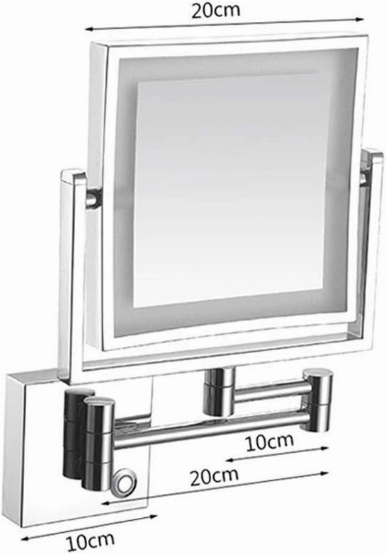 Square Wall Mount LED Lighted Makeup 3X Magnifying Cosmetic 360°Swivel Extendable Two Sided Vanity for Bathroom,UK Plug