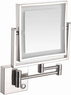Square Wall Mount LED Lighted Makeup 3X Magnifying Cosmetic 360°Swivel Extendable Two Sided Vanity for Bathroom,UK Plug