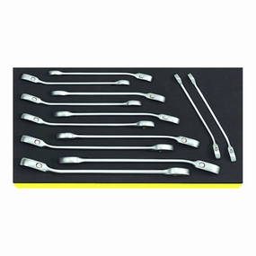 Stahlwille 96830649 Combination Ratcheting Spanner Set, 12 Pieces, Size Range 8mm to 19mm, Open-Ratch Design, in TCS Safety Inlays 175x350x45mm, Lightweight and Durable, Made in Germany