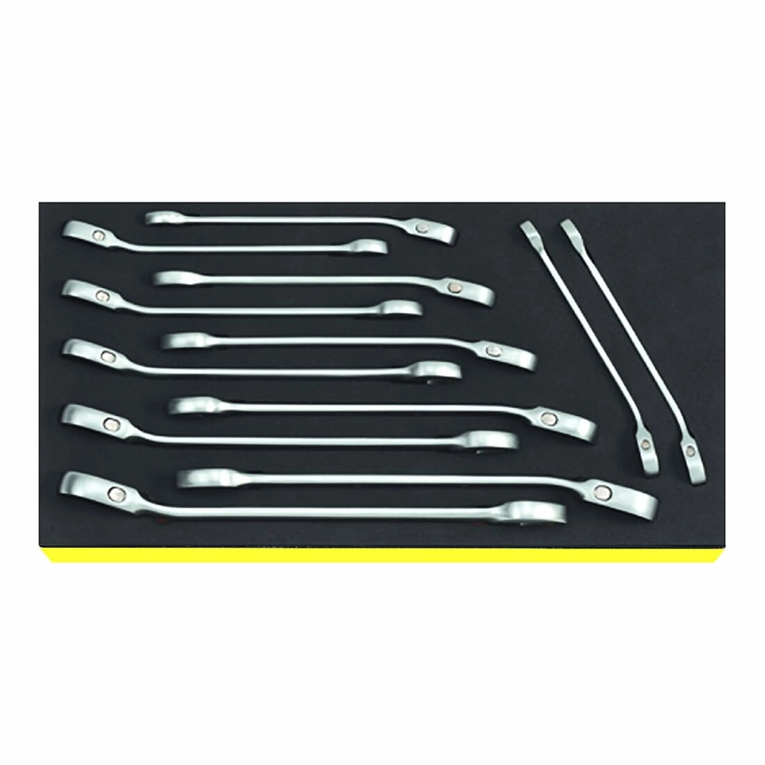 Stahlwille 96830649 Combination Ratcheting Spanner Set, 12 Pieces, Size Range 8mm to 19mm, Open-Ratch Design, in TCS Safety Inlays 175x350x45mm, Lightweight and Durable, Made in Germany