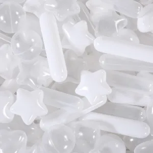 STARBOLO 200pcs Ball Pit Balls for Baby and Toddler, White Mixed Shaped Balls Phthalate Free BPA Free Crush Proof Plastic Pit Balls Play Toys for Kids Ball Pit, Pool,Play Tent,Party