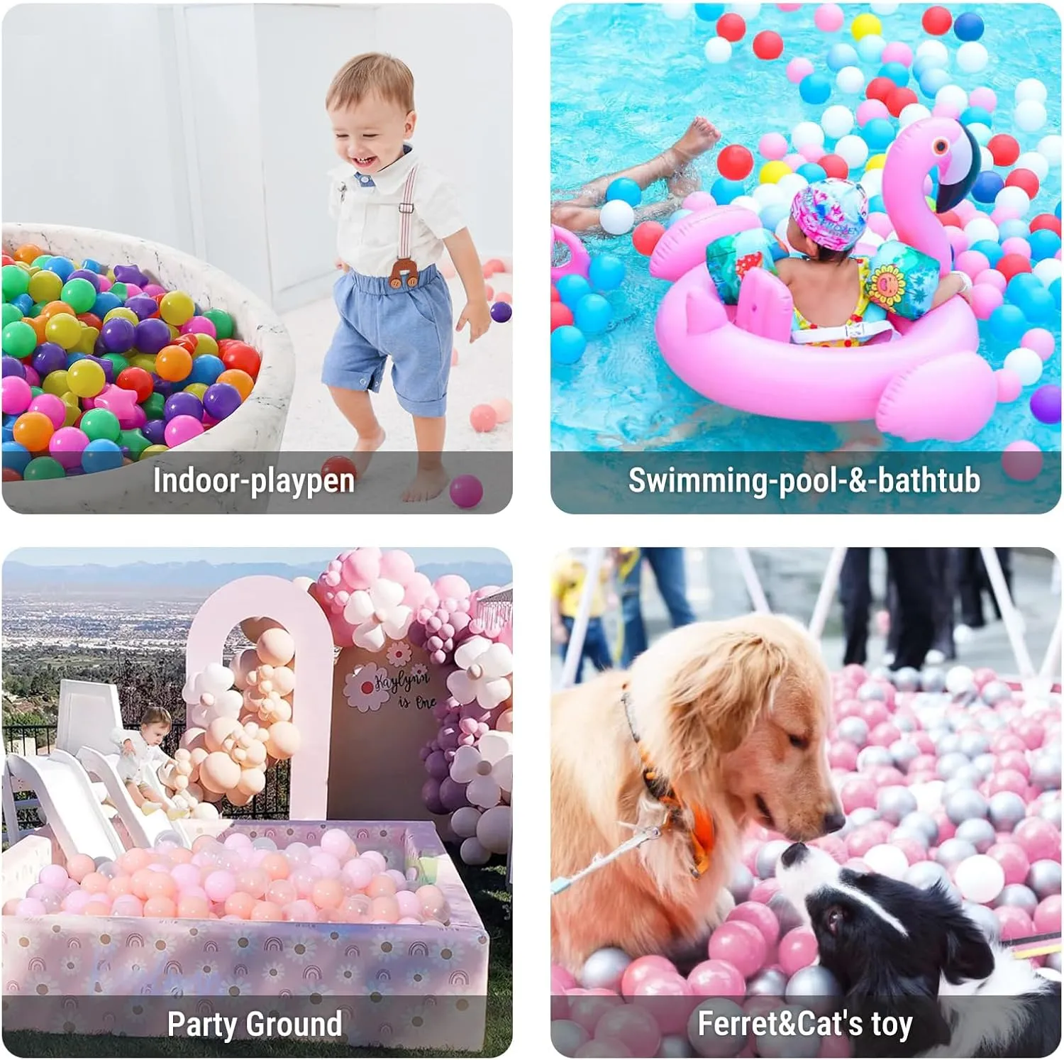 STARBOLO Ball Pit Balls - 100pcs Crush Proof Plastic Children's Toy Balls Bright 7 Colors Ocean Balls for Birthday Parties Games Pool