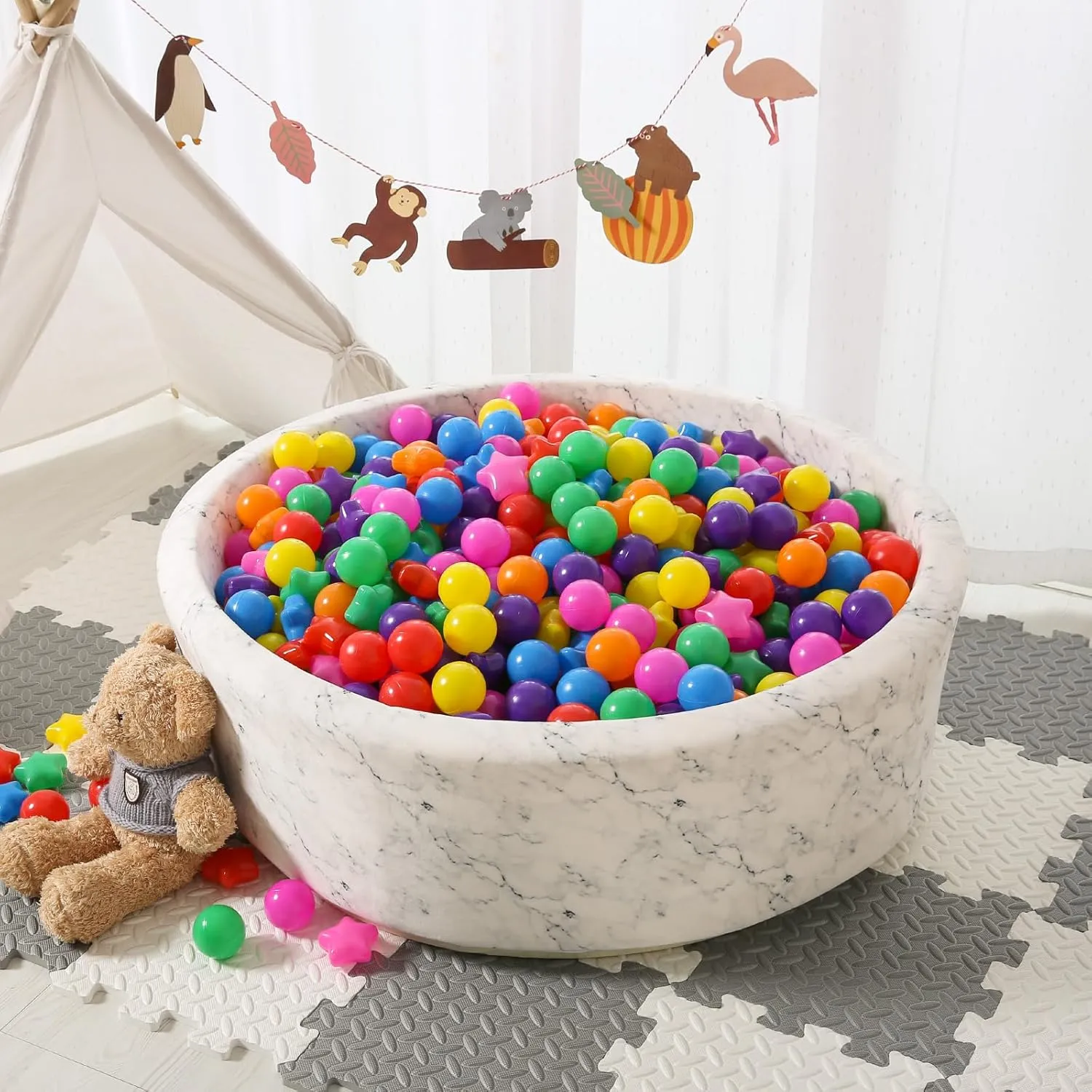 STARBOLO Ball Pit Balls - 100pcs Crush Proof Plastic Children's Toy Balls Bright 7 Colors Ocean Balls for Birthday Parties Games Pool