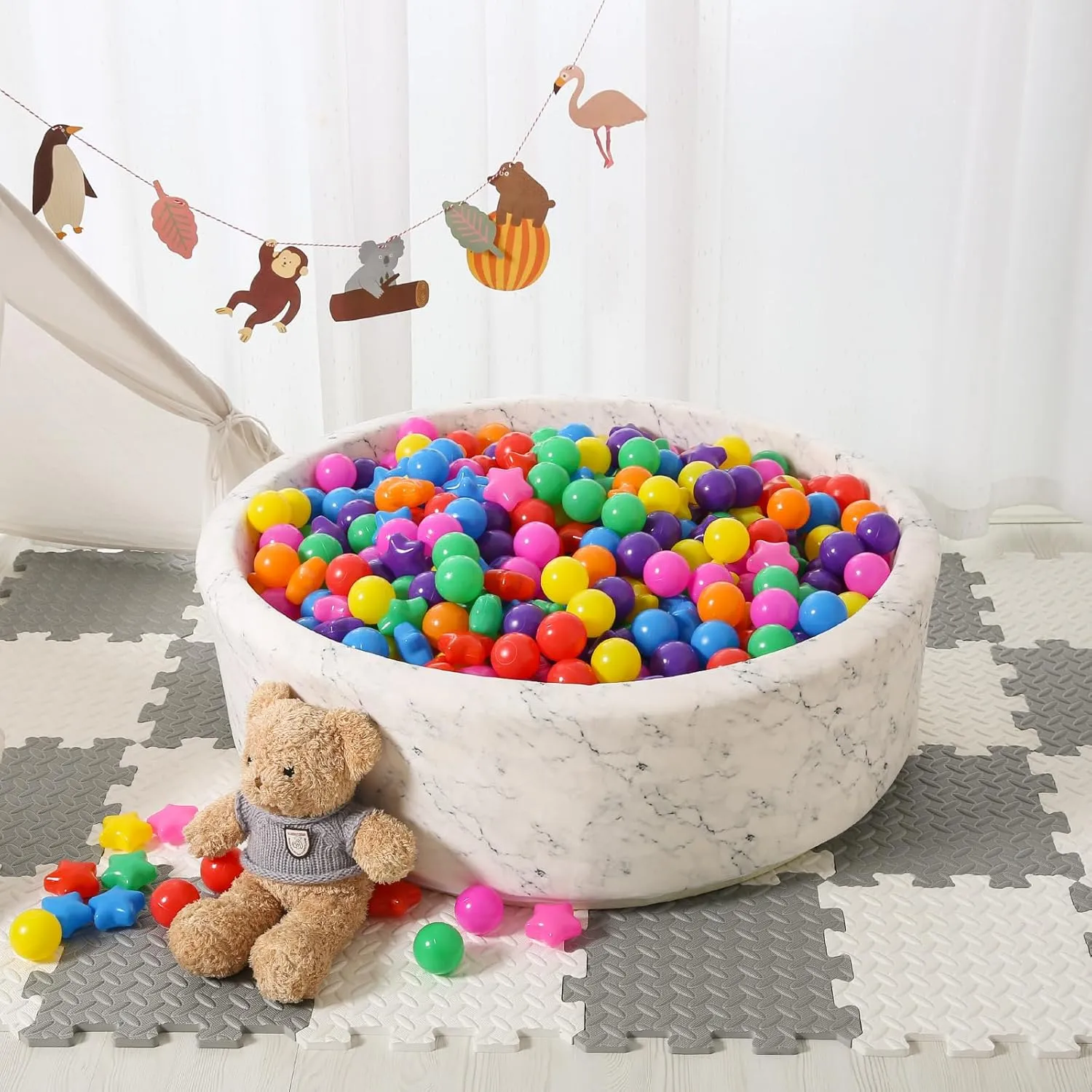STARBOLO Ball Pit Balls - 100pcs Crush Proof Plastic Children's Toy Balls Bright 7 Colors Ocean Balls for Birthday Parties Games Pool
