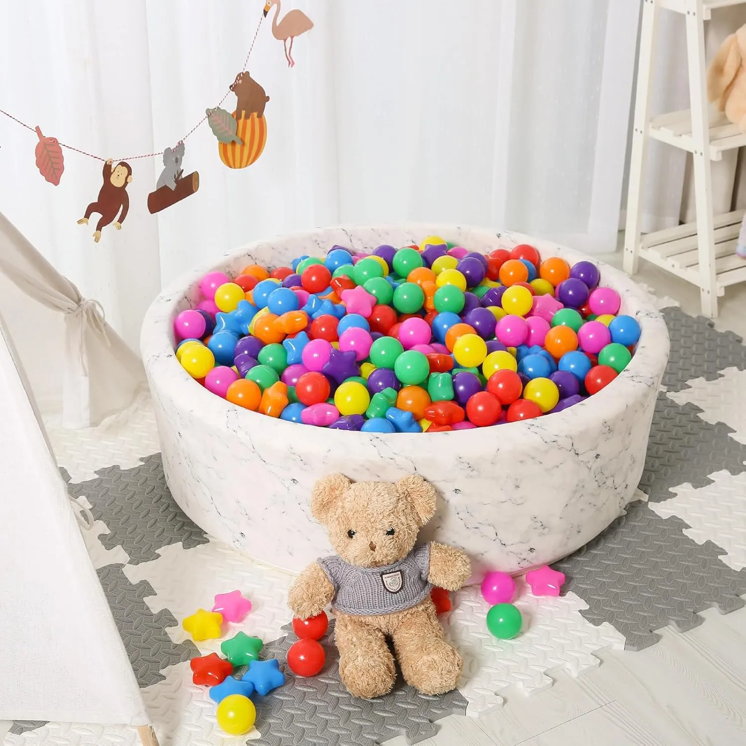 STARBOLO Ball Pit Balls - 100pcs Crush Proof Plastic Children's Toy Balls Bright 7 Colors Ocean Balls for Birthday Parties Games Pool