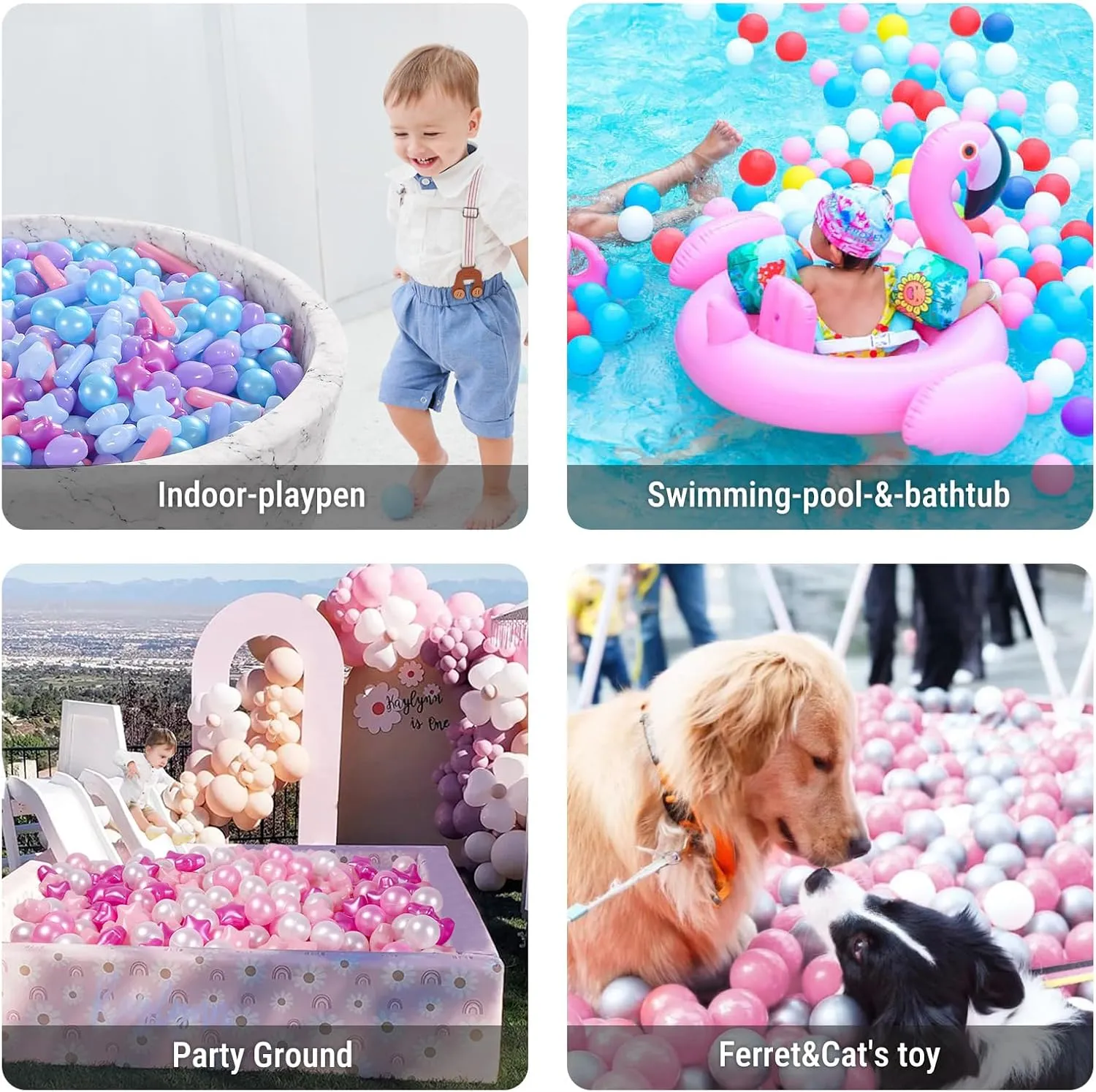 STARBOLO Ball Pit Balls - Pack of 150pcs Crush Proof Plastic Children's Toy Balls Mermaid Ocean Balls for Birthday Party Christmas Water Toy Indoor Outdoor(4 Shapes)