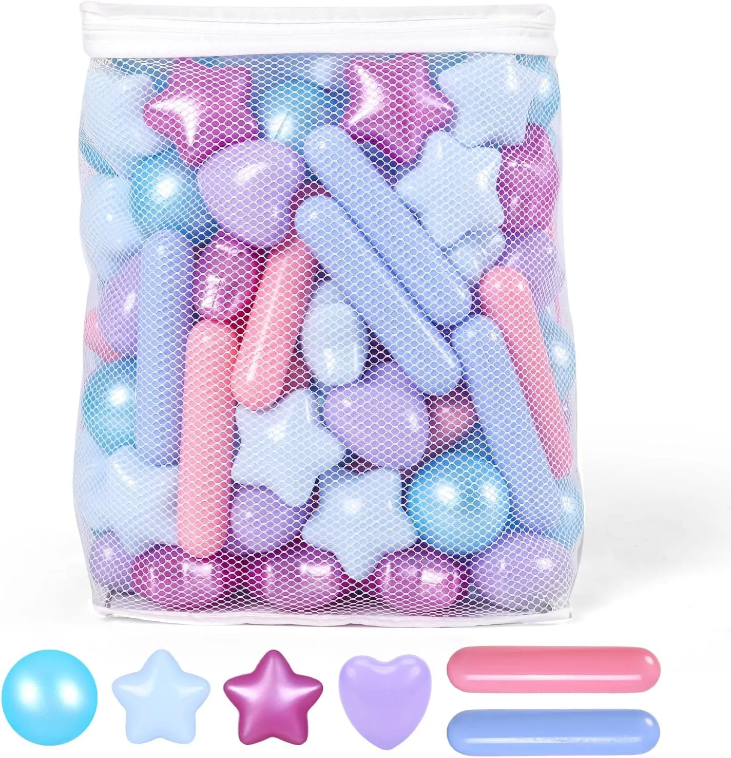 STARBOLO Ball Pit Balls - Pack of 150pcs Crush Proof Plastic Children's Toy Balls Mermaid Ocean Balls for Birthday Party Christmas Water Toy Indoor Outdoor(4 Shapes)