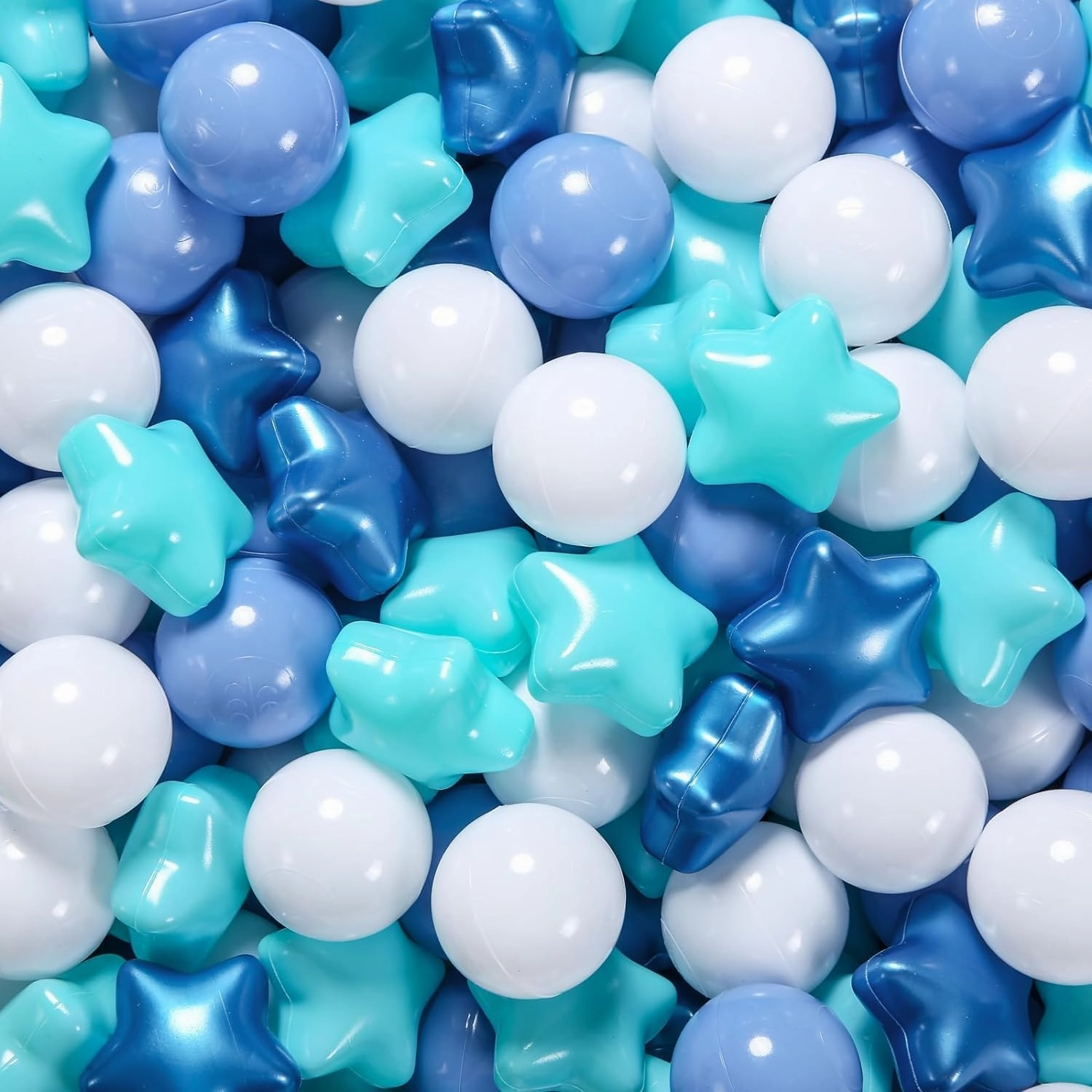 STARBOLO Ball Pit Balls for Ball Pits - 200 Pcs Blue Star and Round Balls Crush Proof Plastic Children's Toy Balls Stars for Birthday Party Pool Indoor Outdoor