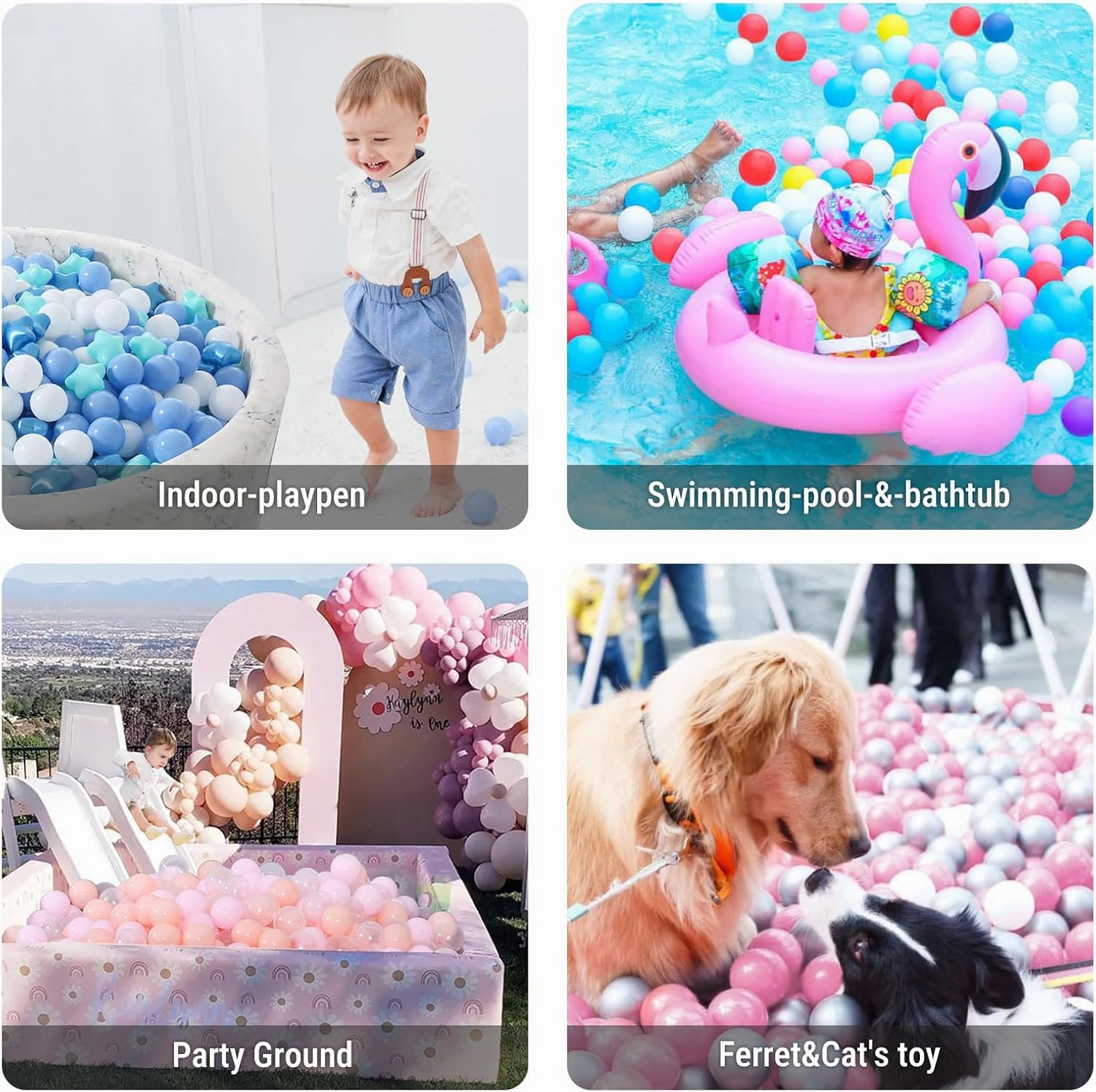 STARBOLO Ball Pit Balls for Ball Pits - 200 Pcs Blue Star and Round Balls Crush Proof Plastic Children's Toy Balls Stars for Birthday Party Pool Indoor Outdoor